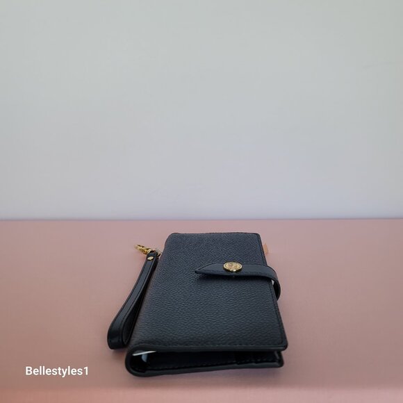 MICHAEL KORS Bifold Pebbled Leather Large Wallet/Wristlet- Navy color 🎈$88.⭐ - Picture 11 of 16